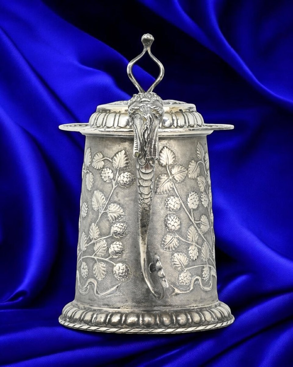 Boccale Da Birra in Argento 800 - Italia Fine XIX Secolo-photo-2